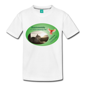 Bienvenido the Bird-watching Cat t-shirt (kids) - white