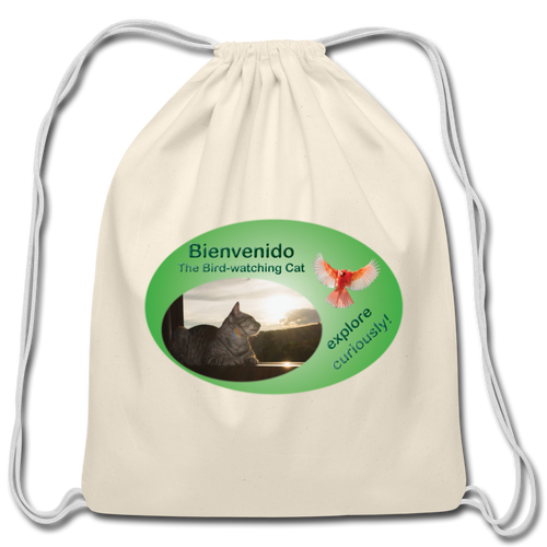 Cotton Drawstring Bag: Bienvenido Logo - natural