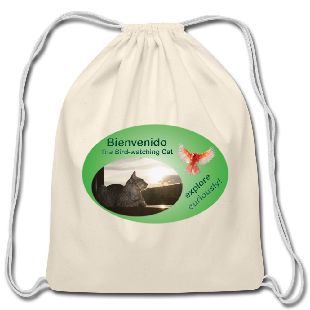 Cotton Drawstring Bag: Bienvenido Logo - natural