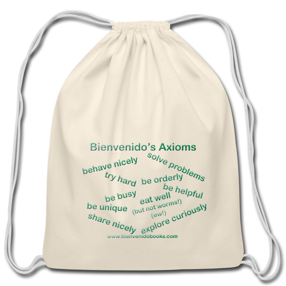 Cotton Drawstring Bag: Bienvenido's Axioms - natural
