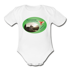 Load image into Gallery viewer, Bienvenido the Bird-watching Cat Body Suit (babies) - white